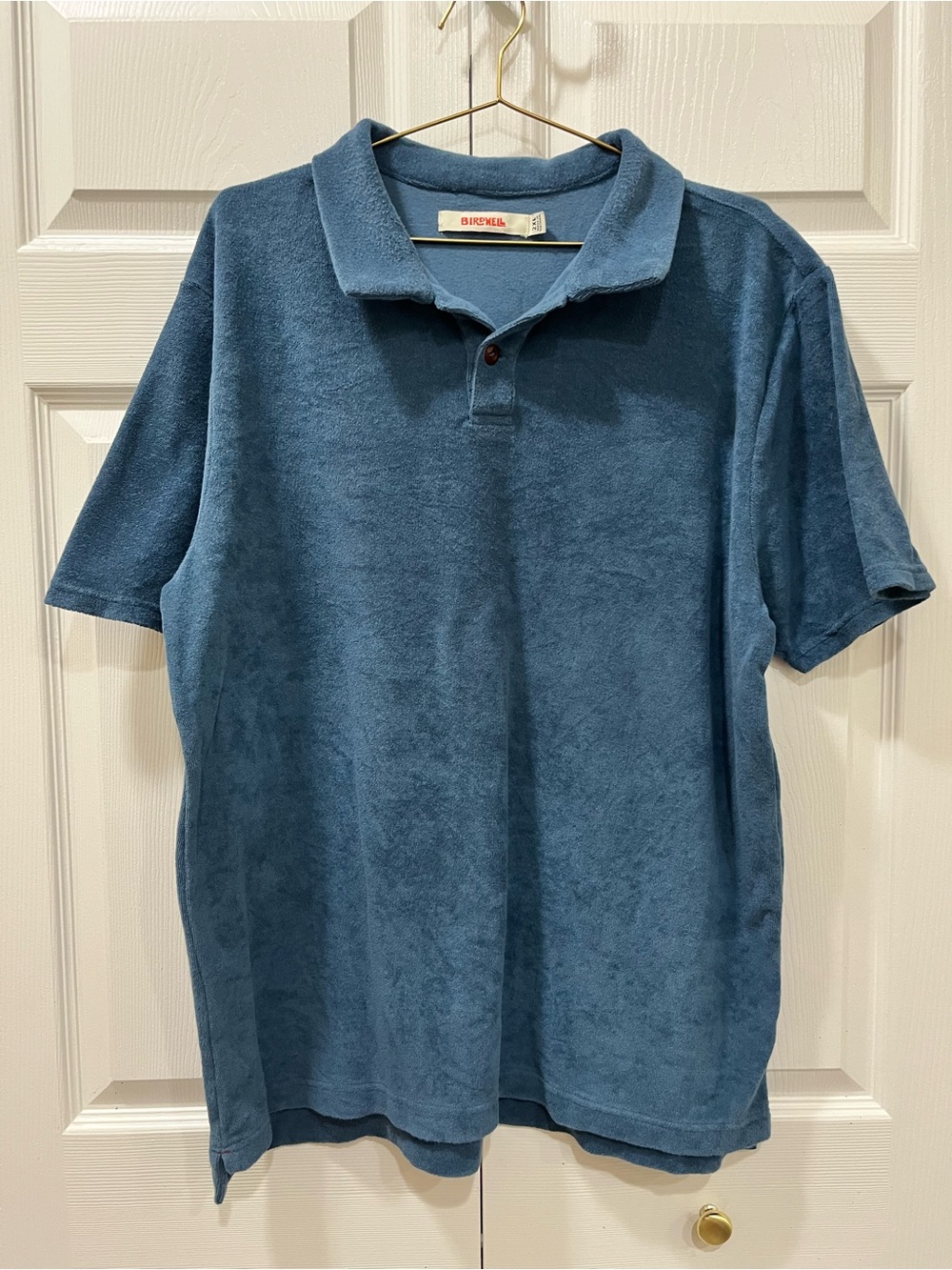 Birdwell Beach Britches Blue Terry Cloth Polo, slate blue, size 2XL.